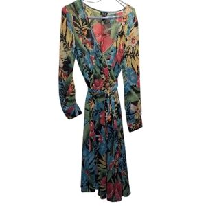 Spyzone Exchange Floral Sheer Multicolor Wrap Maxi Dress Large